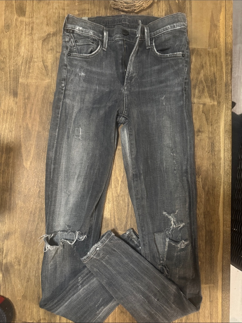 Women’s Distressed Gray Slim Jeans